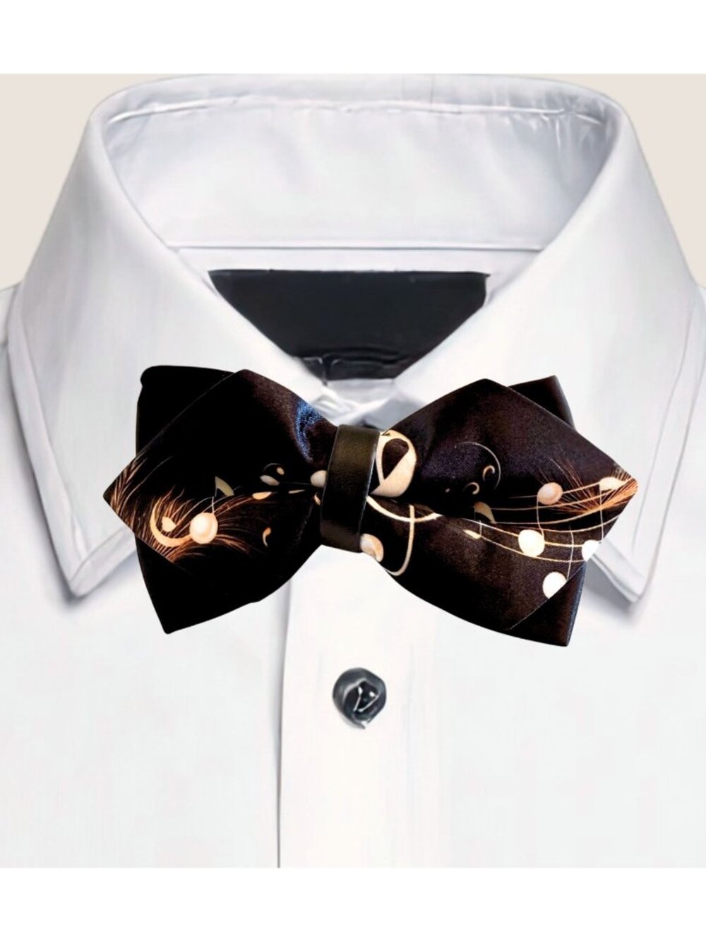 Black Music Note Bow Tie Satin Adjustable Orchestra Choir Concert Formal